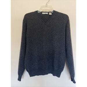 Deane & White Charcoal Gray Grey Vneck 100% Cashmere Jumper Sweater Womens Small